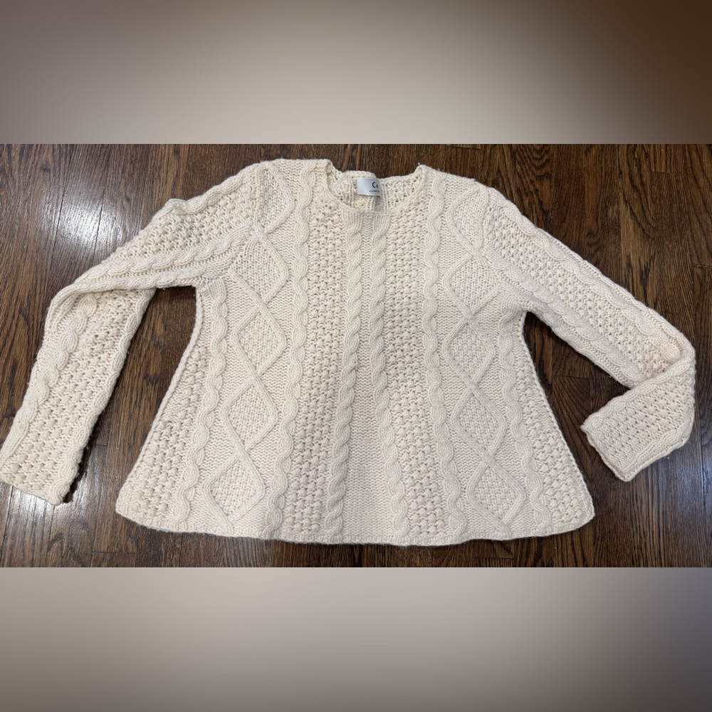 Co ESSENTIALS Size M Chunky Cable Knit Cashmere Sweater